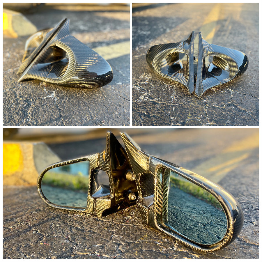 370Z Ganador Mirrors Carbon Fiber Full Replacement Mirrors - Alliance Carbon