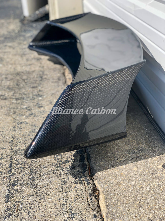 AMS Style Wing Spoiler Carbon Fiber w/ Carbon Top & 3rd Brake Light - Nissan 370z 09+ - Alliance Carbon