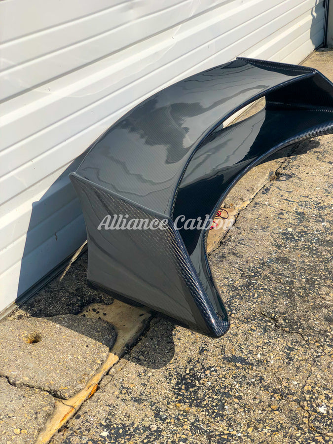 AMS Style Wing Spoiler Carbon Fiber w/ Carbon Top & 3rd Brake Light - Nissan 370z 09+ - Alliance Carbon