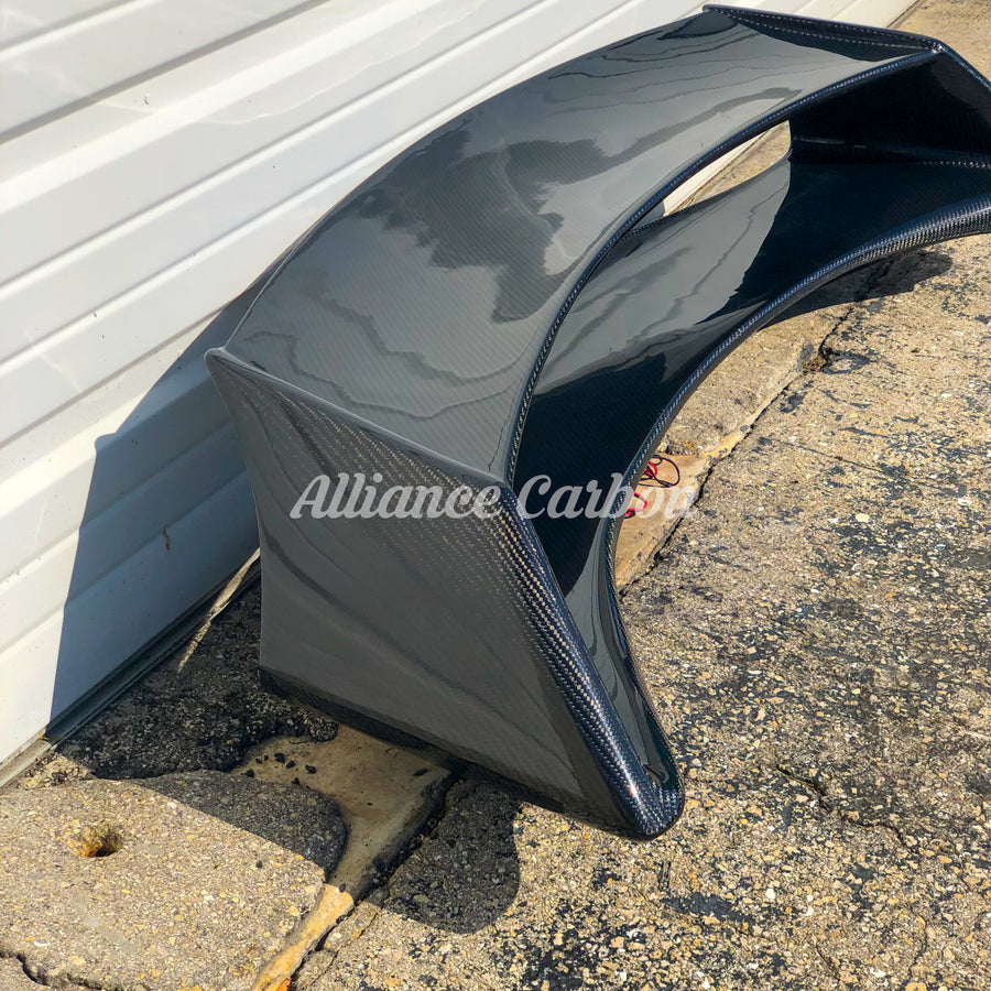 AMS Style Wing Spoiler Carbon Fiber w/ Carbon Top & 3rd Brake Light - Nissan 370z 09+ - Alliance Carbon