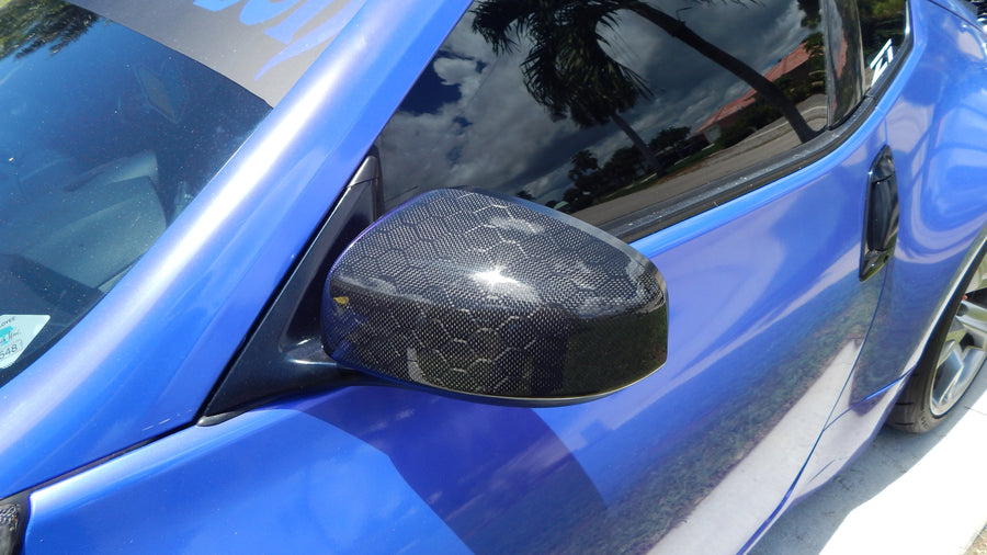 370Z HoneyComb Carbon Fiber Mirror Cap Set - Alliance Carbon